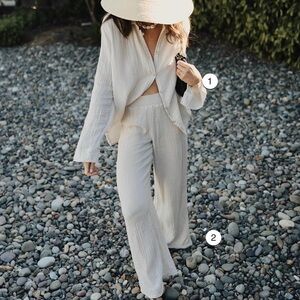 Michael Stars White Susie Gauze Pant, NWT